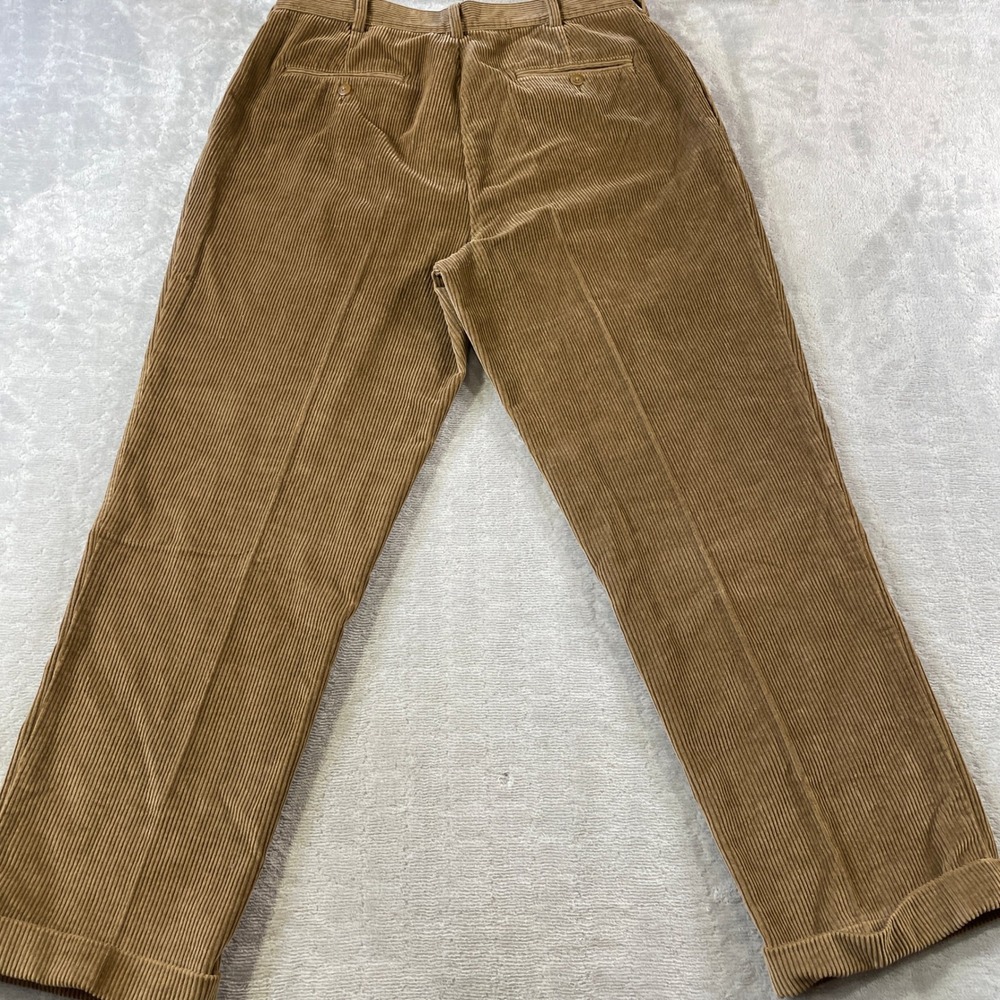 Jos A Bank Corduroy Pants Mens 36x30 Brown Wide Wale Pleated Cuffed Fall Office - Picture 9 of 10